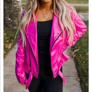 Pink leather jacket